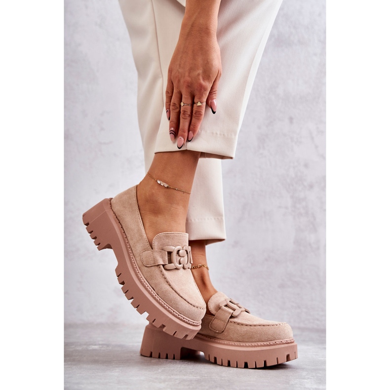 FB2 Zapatos brogue de mujer con adorno Beige Leeza 2