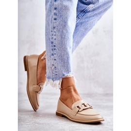 FB2 Mocasines De Mujer De Piel Con Adorno Kerrie Beige 1