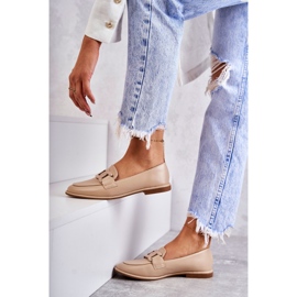 FB2 Mocasines De Mujer De Piel Con Adorno Kerrie Beige 4