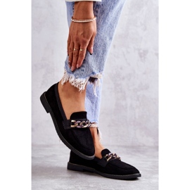 FB2 Mocasines Mujer Ante Con Cadena Clavos Negros 4
