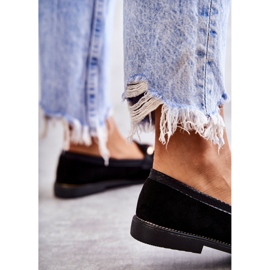 FB2 Mocasines Mujer Ante Con Cadena Clavos Negros 3