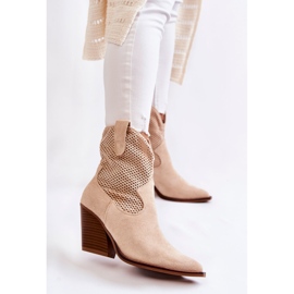 FB1 Botas Mujer Ante Calado Vaquero Beige Eleonore 1