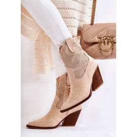 FB1 Botas Mujer Ante Calado Vaquero Beige Eleonore 6