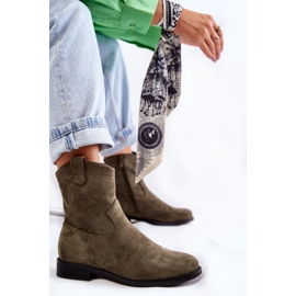 S.Barski Botas Mujer Ante Tacón Plano Verde Fiorenz caqui 5