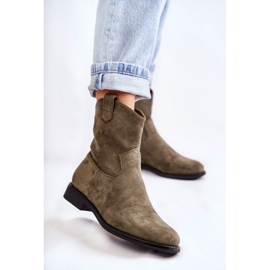 S.Barski Botas Mujer Ante Tacón Plano Verde Fiorenz caqui 1
