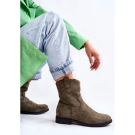 S.Barski Botas Mujer Ante Tacón Plano Verde Fiorenz caqui 4