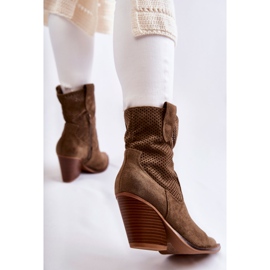FB1 Botas Cowboy Mujer Ante Calado Kaki Eleonore marrón caqui 3