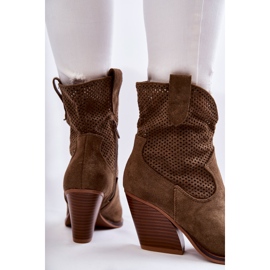 FB1 Botas Cowboy Mujer Ante Calado Kaki Eleonore marrón caqui 2