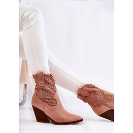 Botas Mujer Ante Calado Vaquero Rosa Eleonore beige 7