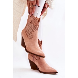 Botas Mujer Ante Calado Vaquero Rosa Eleonore beige 5