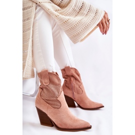 Botas Mujer Ante Calado Vaquero Rosa Eleonore beige 6
