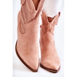 Botas Mujer Ante Calado Vaquero Rosa Eleonore beige 2