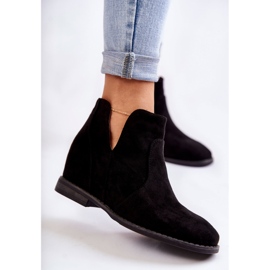 S.Barski Botas de ante negro Henriette con recortes en un tacón plano 2 S.Barski Botas de ante negro Henriette con recortes en un tacón plano 2