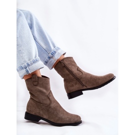 S.Barski Botas Mujer De Ante Tacón Plano Gris Oscuro Fiorenz beige 7