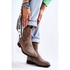 S.Barski Botas Mujer De Ante Tacón Plano Gris Oscuro Fiorenz beige 3