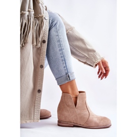 S.Barski Botas de ante con recortes en un tacón plano Beige Henriette 4