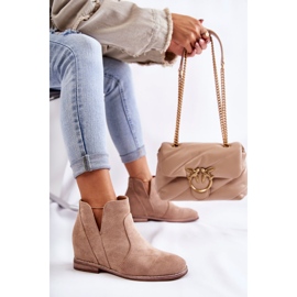 S.Barski Botas de ante con recortes en un tacón plano Beige Henriette 6