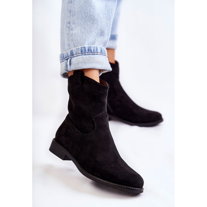 S.Barski Botas Mujer Ante Tacón Plano Negro Fiorenz 1