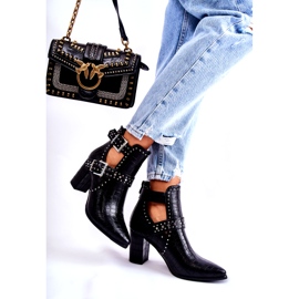 WJ2 Botas De Mujer Con Tacón De Strass Kelin Negro 2