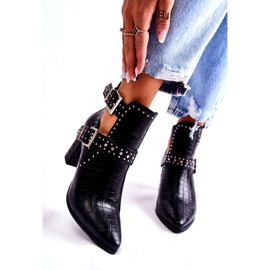 WJ2 Botas De Mujer Con Tacón De Strass Kelin Negro 3
