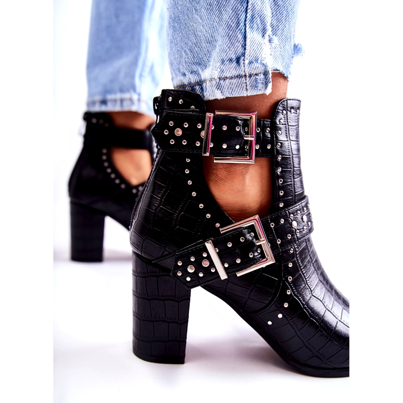 WJ2 Botas De Mujer Con Tacón De Strass Kelin Negro 4