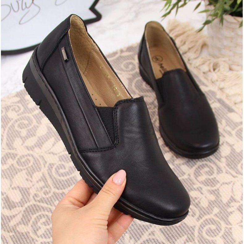 Helios Cuero, zapatos sin cordones negro 1