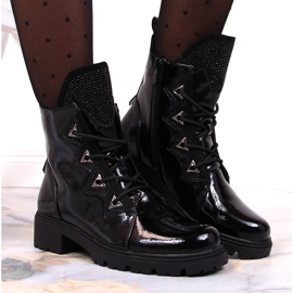 S.Barski Botas de charol negro con lentejuelas de S. Bararski 7