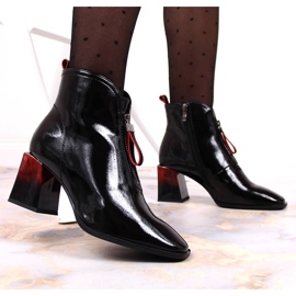 S.Barski Botas lacadas aislantes para mujer con tacón decorativo S. Bararski OLI183 negro 6