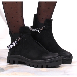 Botines Chelsea de mujer en ante con plataforma Potocki negra negro 6
