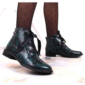M. DASZYŃSKI Botas lacadas para mujer insuladas croco verde Daszyński SAN5B 6