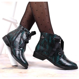 M. DASZYŃSKI Botas lacadas para mujer insuladas croco verde Daszyński SAN5B 5