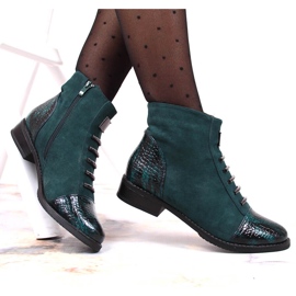 M. DASZYŃSKI Green Daszyński SAN6 botas de mujer verdes con cremallera y aislamiento 5