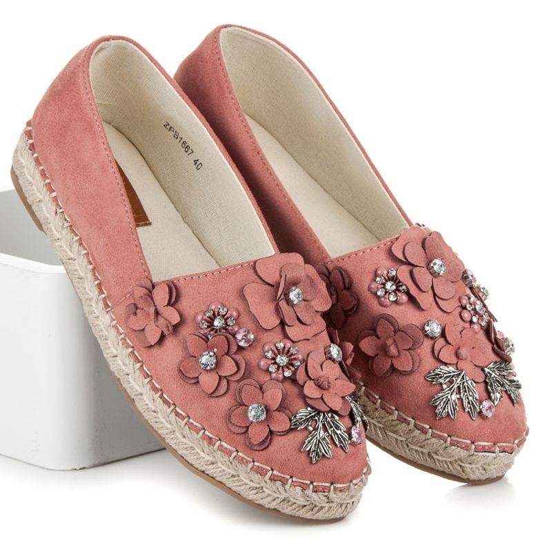 Marquiz Zapatos bajos sin cordones con adornos rosa 1