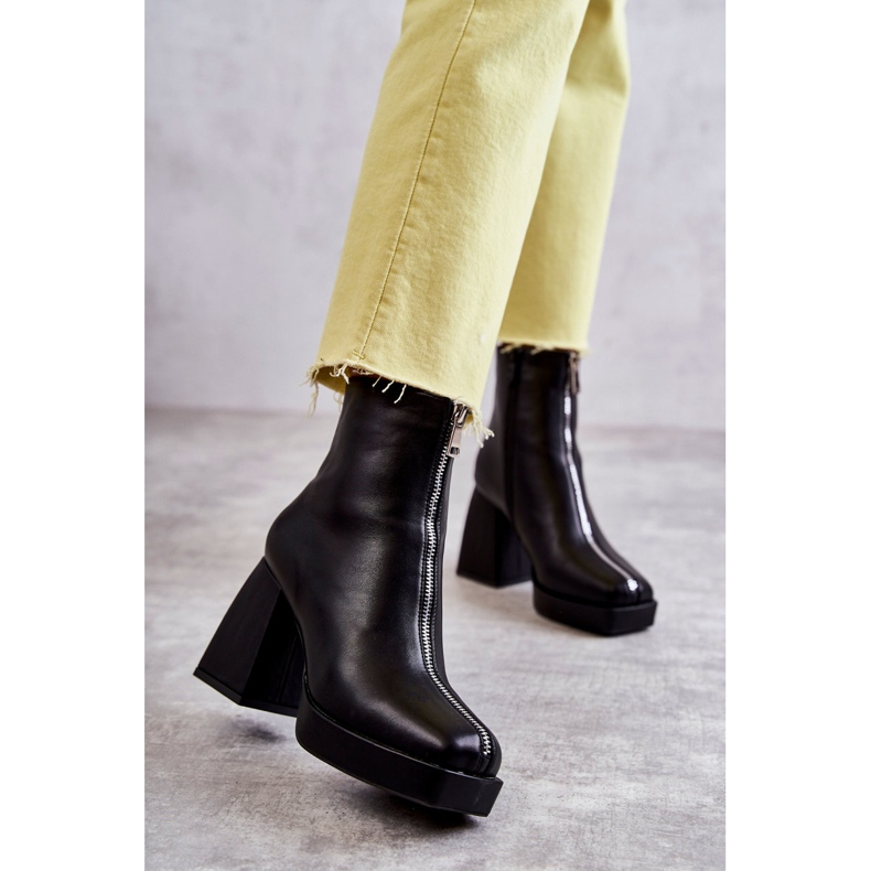 Botas De Mujer De Tacón Grueso Con Cremallera Negro Carrera 1 Botas De Mujer De Tacón Grueso Con Cremallera Negro Carrera 1