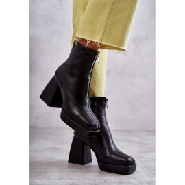 Botas De Mujer De Tacón Grueso Con Cremallera Negro Carrera 8