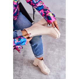 Botas De Mujer De Tacón Grueso Con Cremallera Beige Carrera 9