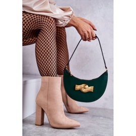Elegantes botas de ante sobre poste en beige oscuro Ettany 3