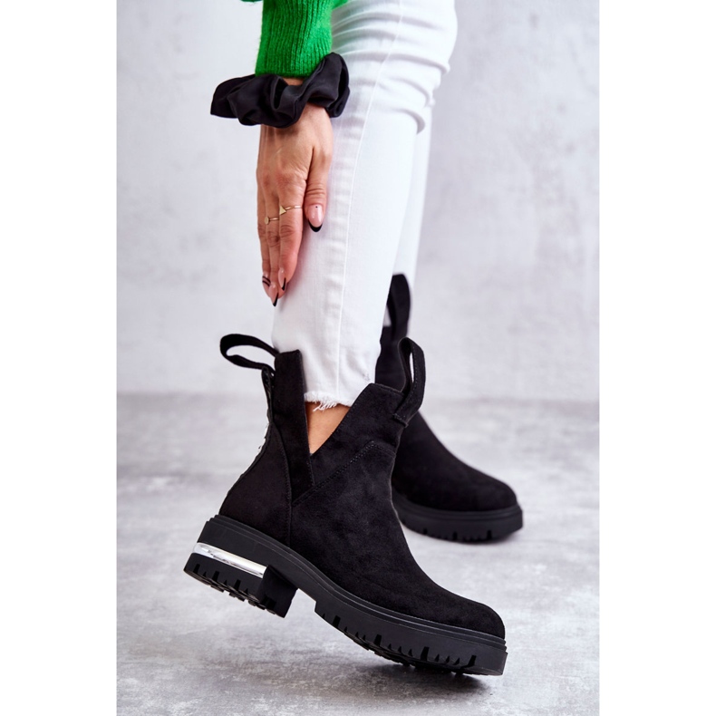 PS1 Botines negros de ante Elvera con recortes 1 PS1 Botines negros de ante Elvera con recortes 1