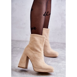 Botas Mujer Ante Tacón Alto Beige Claro Ramira 1