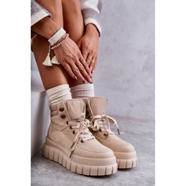 FG2 Cómodas Botas Sobre La Plataforma Beige Sanchio 1