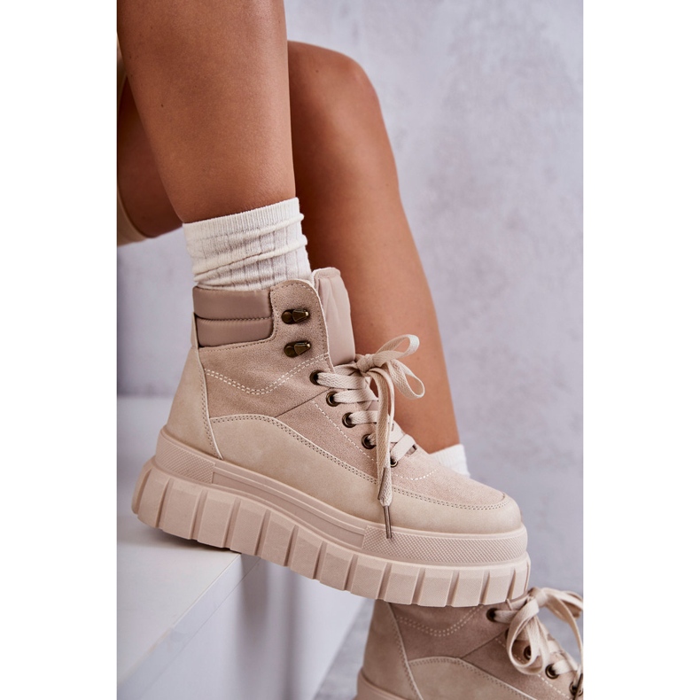 FG2 Cómodas Botas Sobre La Plataforma Beige Sanchio 2