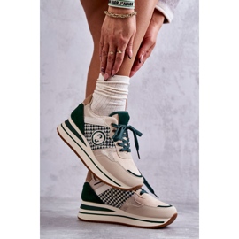 FB2 Zapatos Deportivos De Mujer De Moda En Una Cuña Beige-Verde Aronne 4