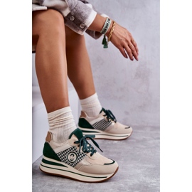 FB2 Zapatos Deportivos De Mujer De Moda En Una Cuña Beige-Verde Aronne 6