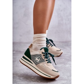 FB2 Zapatos Deportivos De Mujer De Moda En Una Cuña Beige-Verde Aronne 1