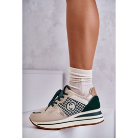 FB2 Zapatos Deportivos De Mujer De Moda En Una Cuña Beige-Verde Aronne 5