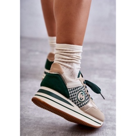 FB2 Zapatos Deportivos De Mujer De Moda En Una Cuña Beige-Verde Aronne 3
