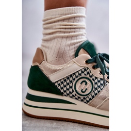 FB2 Zapatos Deportivos De Mujer De Moda En Una Cuña Beige-Verde Aronne 2