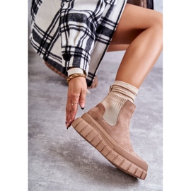FB2 Botas sin cordones de moda en la plataforma Jenna beige oscuro 5