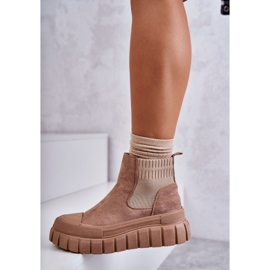 FB2 Botas sin cordones de moda en la plataforma Jenna beige oscuro 4