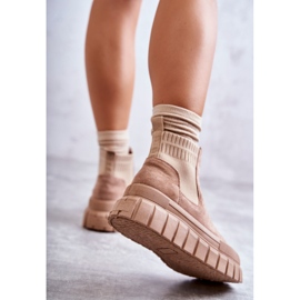 FB2 Botas sin cordones de moda en la plataforma Jenna beige oscuro 3